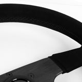 13.75 (350MM") MOMO-Black 3-Spoke Sport Suede Steering Wheel – 1.5" Deep