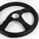 13.5" MOMO-Black Leather 3-Spoke Sport Steering Wheel – 6-Bolt