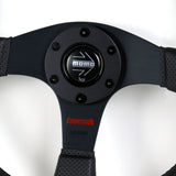 13.5" MOMO-Black Leather 3-Spoke Sport Steering Wheel – 6-Bolt