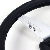 14" Nardi Black Leather 3-Spoke Deep Dish Sport Steering Wheel – 2.5" Deep 6-Bolt