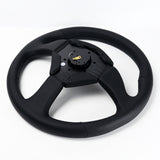355mm Leather 3" Deep Dish Steering Wheel Black Stitch For OMP MOMO Nismo Nissan