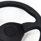 355mm Leather 3" Deep Dish Steering Wheel Black Stitch For OMP MOMO Nismo Nissan