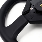 355mm Leather 3" Deep Dish Steering Wheel Black Stitch For OMP MOMO Nismo Nissan