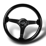 NRG 14" 350mm 6-Bolt Hole Black Wood Grip With Aluminum Finished 3-Spoke 3 Inch Deep Dish Steering Wheel RST-036BK-BK -Black Spoke