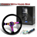 NRG 14" 350mm 6-Bolt Hole Black Wood Grip With Aluminum Finished 3-Spoke 3 Inch Deep Dish Steering Wheel RST-036BK-MC -Neo Chrome Spoke