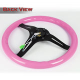 NRG 13.75" 350mm 6-Bolt Hole Pink Classic Wood Grip Aluminum Finished 3-Spoke Steering Wheel ST-015BK-PK -Black Spoke