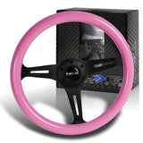 NRG 13.75" 350mm 6-Bolt Hole Pink Classic Wood Grip Aluminum Finished 3-Spoke Steering Wheel ST-015BK-PK -Black Spoke