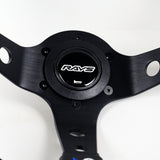 13.75" RAYS x VERTX gramLIGHTS Black & Blue Deep Dish 3-Spoke Sport Steering Wheel – 6-Bolt