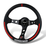 13.75"  RAYS x VERTX Volk-Racing Black & Red Deep Dish 3-Spoke Sport Steering Wheel – 6-Bolt