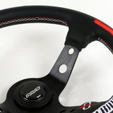 13.75"  RAYS x VERTX Volk-Racing Black & Red Deep Dish 3-Spoke Sport Steering Wheel – 6-Bolt