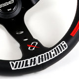 13.75"  RAYS x VERTX Volk-Racing Black & Red Deep Dish 3-Spoke Sport Steering Wheel – 6-Bolt