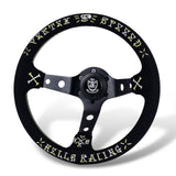 13.75" Black Suede Vertx Speed Hells Racing Deep Dish 3-Spoke Sport Steering Wheel – 6-Bolt