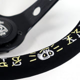 13.75" Black Suede Vertx Speed Hells Racing Deep Dish 3-Spoke Sport Steering Wheel – 6-Bolt