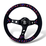 13.75" Vertex Speed Hells Racing Black Suede Deep Dish 3-Spoke Steering Wheel – 6-Bolt