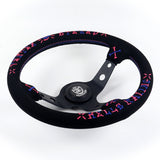 13.75" Vertex Speed Hells Racing Black Suede Deep Dish 3-Spoke Steering Wheel – 6-Bolt