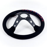 13.75" Vertex Speed Hells Racing Black Suede Deep Dish 3-Spoke Steering Wheel – 6-Bolt