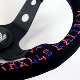 13.75" Vertex Speed Hells Racing Black Suede Deep Dish 3-Spoke Steering Wheel – 6-Bolt