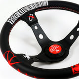 13.75" Black Red Vertx Lang Deep Dish 3-Spoke Sport Steering Wheel – 6-Bolt