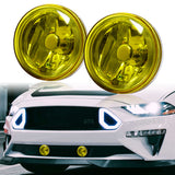 Universal 4" Round Fog and Driving Lights Kit -Chrome Housing, Yellow Lens, Includes Switch