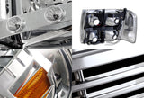 For 1999 - 2002 Chevrolet Chevy Silverado LED DRL Conversion Chrome Headlights + Chrome Grille