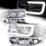 For 2002 - 2006 GMC Sierra 1500 Denali G2 LED DRL Conversion Headlights -Clear Housing Clear Lens (4-Piece Set)