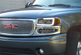 For 2001 - 2006 GMC Yukon / Sierra XL 1500 Denali G2 LED DRL Headlights -Chrome Housing / Smoke Lens / Amber Reflectors (4-Piece Set)