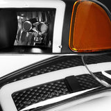 For 2001 - 2007 GMC Sierra 1500 Denali LED DRL Headlights -Black Housing / Clear Lens / Amber Reflectors (4-Piece Set)