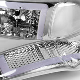 For 2001 - 2007 GMC Sierra 1500 Denali LED DRL Headlights -Chrome Housing / Clear Lens / Clear Reflectors (4-Piece Set)