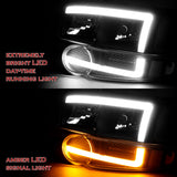 For 2001 - 2007 GMC Sierra 1500 Denali LED DRL Headlights -Chrome Housing / Clear Lens / Clear Reflectors (4-Piece Set)