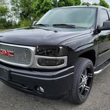 For 2001 - 2007 GMC Sierra 1500 Denali LED DRL Headlights -Chrome Housing / Smoke Lens / Clear Reflectors (4-Piece Set)