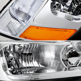 For 2003 - 2007 Honda Accord LED DRL Headlights -Chrome Housing / Clear Lens / Amber Reflectors