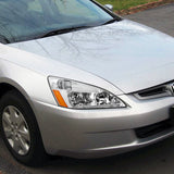 For 2003 - 2007 Honda Accord LED DRL Headlights -Chrome Housing / Clear Lens / Amber Reflectors