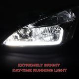 For 2003 - 2007 Honda Accord LED DRL Headlights -Chrome Housing / Clear Lens / Clear Reflectors