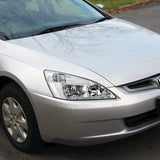 For 2003 - 2007 Honda Accord LED DRL Headlights -Chrome Housing / Clear Lens / Clear Reflectors