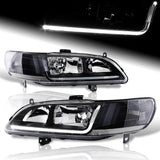 For 1998 - 2002 Honda Accord LED DRL Headlights -Black Housing / Clear Lens / Clear Reflectors
