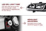 For 1998 - 2002 Honda Accord LED DRL Headlights -Black Housing / Clear Lens / Clear Reflectors