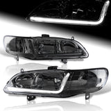 For 1998 - 2002 Honda Accord LED DRL Headlights -Chrome Housing / Smoke Lens / Clear Reflectors