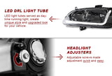 For 1998 - 2002 Honda Accord LED DRL Headlights -Chrome Housing / Smoke Lens / Clear Reflectors