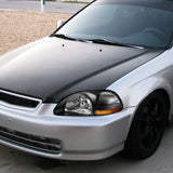 For 1996 - 1998 Honda Civic EK 2/3/4 Door Headlights -Black Housing / Clear Lens / Amber Reflectors