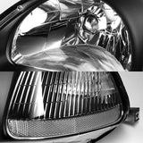 For 1996 - 1998 Honda Civic EK 2/3/4 Door Headlights -Black Housing / Clear Lens / Clear Reflectors