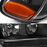 For 1999 - 2004 Jeep Grand Cherokee Headlights -Black Housing / Clear Lens / Amber Reflectors