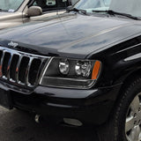 For 1999 - 2004 Jeep Grand Cherokee Headlights -Black Housing / Clear Lens / Amber Reflectors