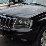 For 1999 - 2004 Jeep Grand Cherokee Headlights -Black Housing / Clear Lens / Clear Reflectors