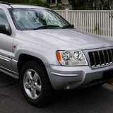 For 1999 - 2004 Jeep Grand Cherokee Headlights -Chrome Housing / Clear Lens / Amber Reflectors