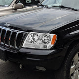 For 1999 - 2004 Jeep Grand Cherokee Headlights -Chrome Housing / Clear Lens / Amber Reflectors