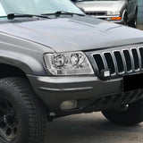 For 1999 - 2004 Jeep Grand Cherokee Headlights -Chrome Housing / Clear Lens / Clear Reflectors