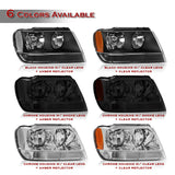 For 1999 - 2004 Jeep Grand Cherokee Headlights -Chrome Housing / Clear Lens / Clear Reflectors