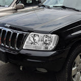 For 1999 - 2004 Jeep Grand Cherokee Headlights -Chrome Housing / Clear Lens / Clear Reflectors