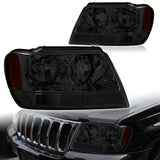 For 1999 - 2004 Jeep Grand Cherokee Headlights -Smoke Housing / Smoke Lens / Amber Reflectors