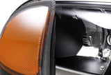 1999–2006 GMC Sierra 1500 2500 Black Headlights w/ Bumper Signal Lights 4PCS Set - Clear Lens Amber Reflectors